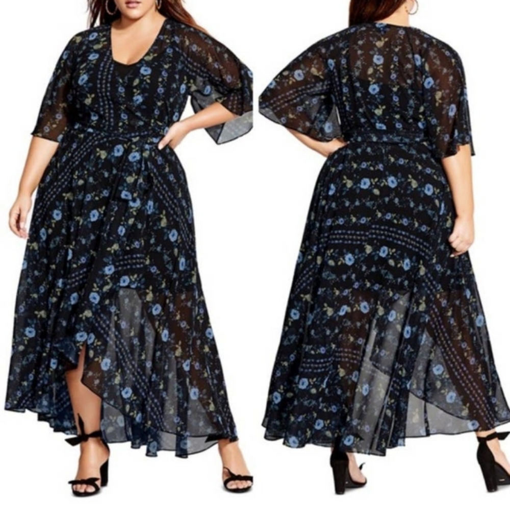 NWT City Chic Shadow Stripe Maxi Dress